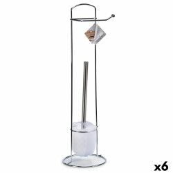 Porta Carta Igienica con Supporto per Scopino Berilo W2930A Bianco Argentato Metallo 16,5 x 59 x 16,5 cm (6 Unità)