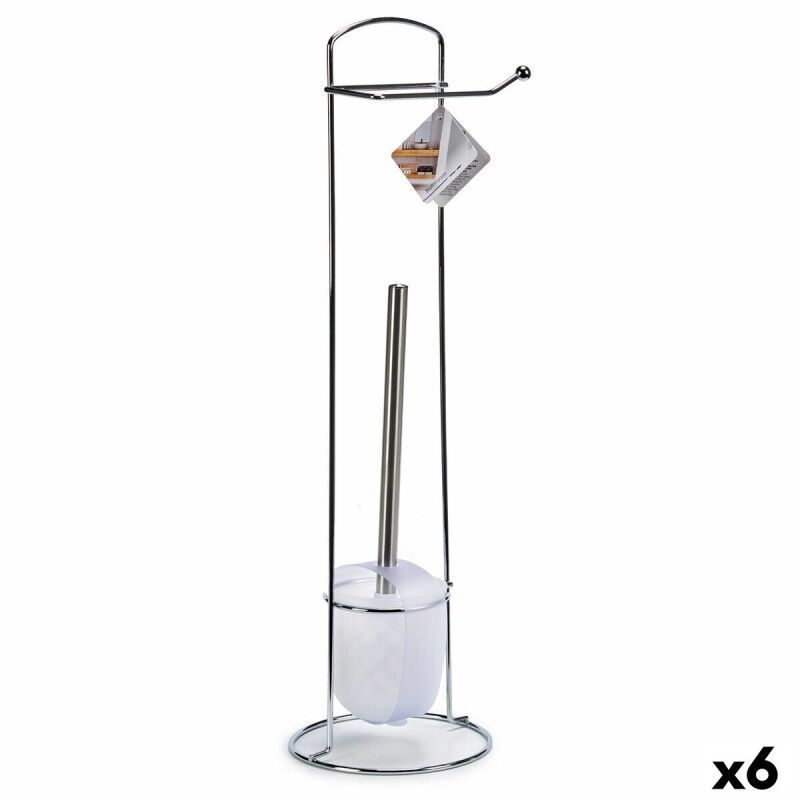 Porta Carta Igienica con Supporto per Scopino Berilo W2930A Bianco Argentato Metallo 16,5 x 59 x 16,5 cm (6 Unità) Porta Carta Igienica con Supporto per Scopino Berilo W2930A Bianco Argentato Metallo 16,5 x 59 x 16,5 cm (6 Unità)