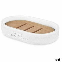 Portasapone Berilo B5456BC-4 - 455 Bianco Resina Bambù 12,5 x 2,5 x 8,5 cm (6 Unità)