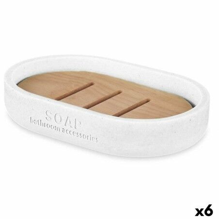 Portasapone Berilo B5456BC-4 - 455 Bianco Resina Bambù 12,5 x 2,5 x 8,5 cm (6 Unità)