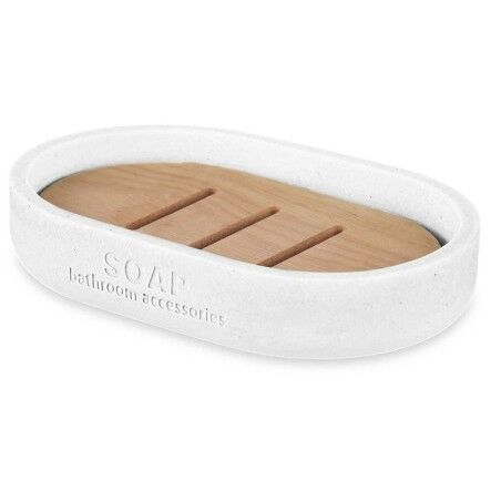 Portasapone Berilo B5456BC-4 - 455 Bianco Resina Bambù 12,5 x 2,5 x 8,5 cm (6 Unità)