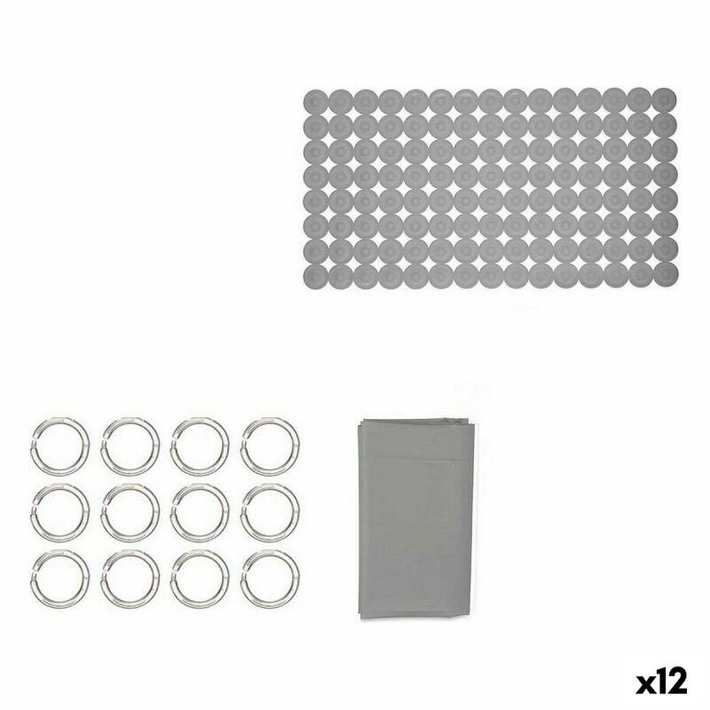 Set da Bagno Berilo CN-B6032A-GREY Grigio PVC Polietilene EVA (12 Unità)