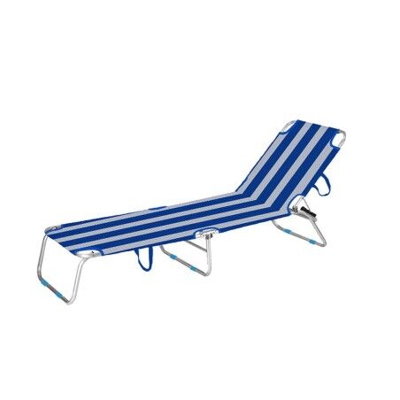 Marbueno Sdraio Pieghevole alluminio a righe blu e bianche per spiaggia e piscina 187X58X24 cm 10364