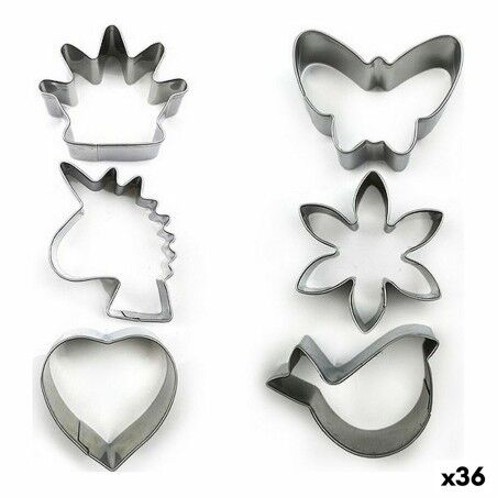 Set di Stampi da Pasticceria Forme Acciaio inossidabile Argentato 3 Pezzi (36 Unità) (3 pcs)