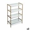 Scaffale Confortime Bianco Marrone 4 Mensole Bambù 70 x 35 x 100 cm (2 Unità)