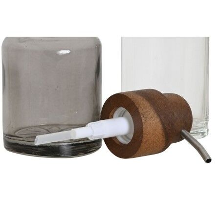 Set da Bagno Home ESPRIT Grigio Trasparente Alluminio Cristallo Legno di acacia 10 x 7 x 16 cm