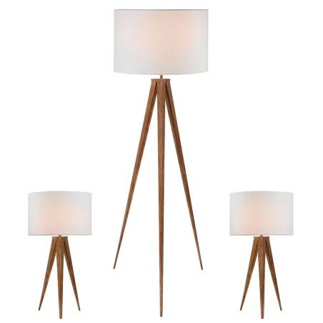 Lampada da Terra Home ESPRIT Marrone Legno Metallo Alluminio 40 x 40 x 153 cm (3 Pezzi)