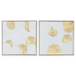 Quadro Home ESPRIT Bianco Dorato polistirene Tela Moderno 42 x 4 x 42 cm (2 Unità)