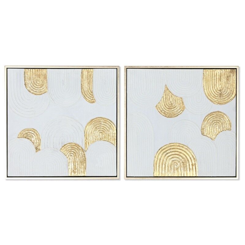 Quadro Home ESPRIT Bianco Dorato polistirene Tela Moderno 42 x 4 x 42 cm (2 Unità) Quadro Home ESPRIT Bianco Dorato polistirene Tela Moderno 42 x 4 x 42 cm (2 Unità)