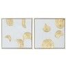 Quadro Home ESPRIT Bianco Dorato polistirene Tela Moderno 42 x 4 x 42 cm (2 Unità)