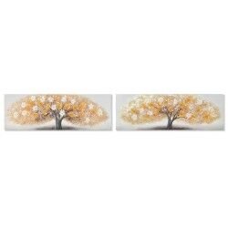 Quadro Home ESPRIT Dorato Tela Legno MDF Albero Tradizionale 90 x 3 x 30 cm (2 Unità)