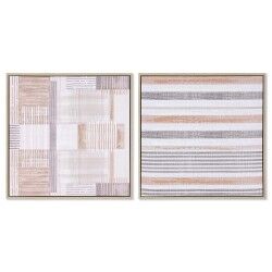 Quadro Home ESPRIT Marrone Beige polistirene Tela Città 52,5 x 2,8 x 52,5 cm (2 Unità)