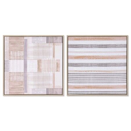 Quadro Home ESPRIT Marrone Beige polistirene Tela Città 52,5 x 2,8 x 52,5 cm (2 Unità)