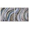 Quadro Home ESPRIT Azzurro Dorato polistirene Tela Moderno 82 x 4,5 x 82 cm (2 Unità)