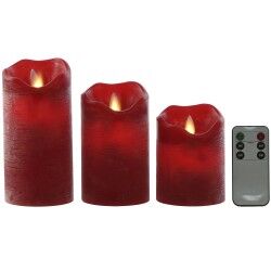 Candela LED Home ESPRIT Rosso 26,5 x 8 x 17 cm (3 Pezzi)