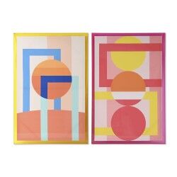 Quadro Home ESPRIT Giallo Rosa Moderno Città 80 x 3,3 x 120 cm (2 Unità)