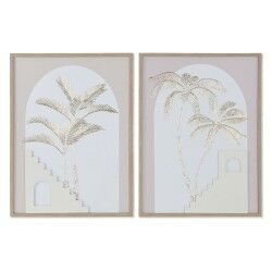 Quadro Home ESPRIT Bianco Beige Palme Scandinavo 45 x 2,2 x 60 cm (2 Unità)