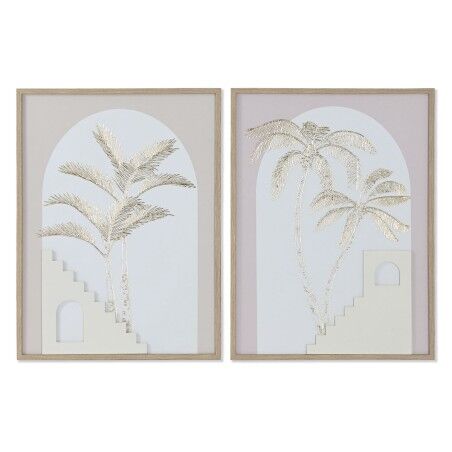 Quadro Home ESPRIT Bianco Beige Palme Scandinavo 45 x 2,2 x 60 cm (2 Unità)