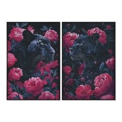 Quadro Home ESPRIT Nero Rosa 83 x 4 x 123 cm (2 Unità)