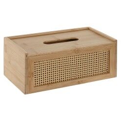 Scatola per fazzoletti di carta Home ESPRIT Bambù Rattan 25 x 13 x 10 cm