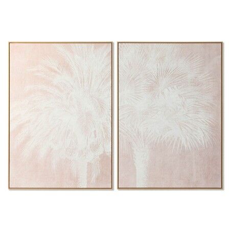 Quadro Home ESPRIT Bianco Beige Palme Tropicale 100 x 4 x 140 cm (2 Unità)