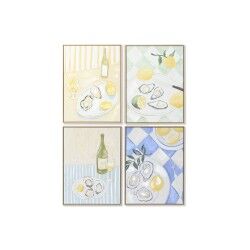 Quadro Home ESPRIT Giallo Azzurro Mediterraneo 60 x 4 x 80 cm (4 Unità)