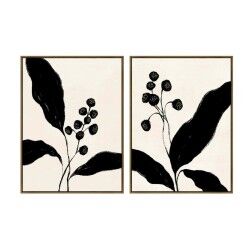 Quadro Home ESPRIT Nero Beige Fiore Città 75 x 4 x 100 cm (2 Unità)