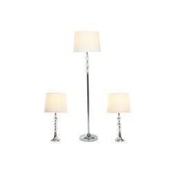 Lampada da Terra Home ESPRIT Bianco Argentato 50 W 220 V 35 x 35 x 150 cm (3 Pezzi)