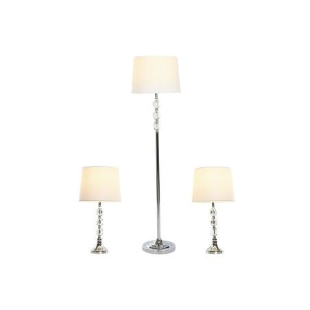 Lampada da Terra Home ESPRIT Bianco Argentato 50 W 220 V 35 x 35 x 150 cm (3 Pezzi)