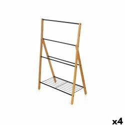 Portasciugamani da Terra Kipit B7816 Nero Metallo Bambù 60 x 90 x 37 cm 4 Unità