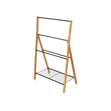 Portasciugamani da Terra Kipit B7816 Nero Metallo Bambù 60 x 90 x 37 cm 4 Unità