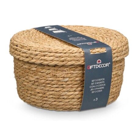 Set di Cesti SY101703 Naturale Fibra naturale (6 Unità)