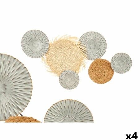 Decorazione da Parete 23SMB1537 Marrone Grigio Metallo 76,8 x 4,4 x 50,2 cm (4 Unità)