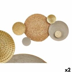 Decorazione da Parete 23SMB1443 Marrone Grigio Metallo 88,9 x 7 x 50 cm (2 Unità)