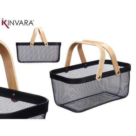 Cestino Multiuso Kinvara 1031 Nero Legno Metallo 42,5 x 18 x 26,5 cm (6 Unità)