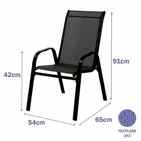 Marbueno Sedia da Giardino Acciaio Nero 91X54X65 cm 10467