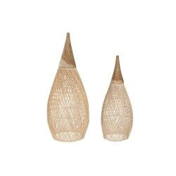 Paralume Home ESPRIT Naturale Bambù teak 35 x 35 x 85 cm (2 Unità)