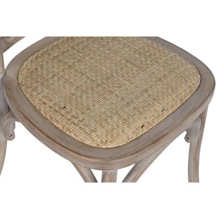 Sedia da Sala da Pranzo Home ESPRIT Marrone Chiaro Rattan Abete 45 x 48 x 92 cm