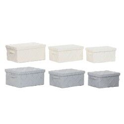 Set di Scatole Decorative Home ESPRIT Grigio Crema 40 x 30 x 20 cm 3 Pezzi (2 Unità)