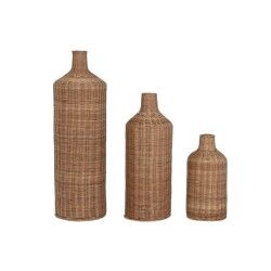 Set di 3 Vasi Home ESPRIT Marrone Metallo Naturale 25 x 25 x 82 cm (3 Pezzi)