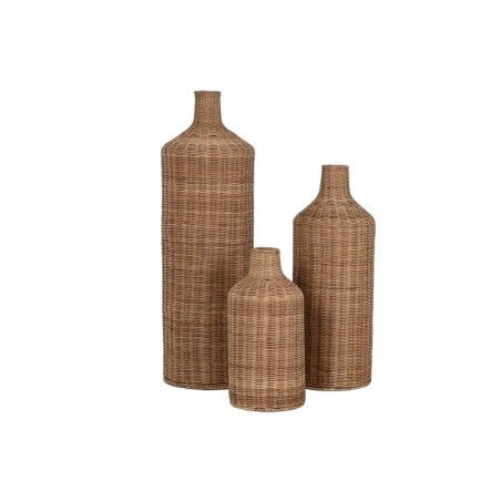 Set di 3 Vasi Home ESPRIT Marrone Metallo Naturale 25 x 25 x 82 cm (3 Pezzi)