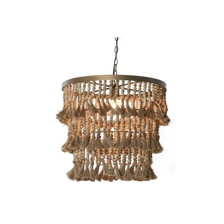Lampadario Home ESPRIT Marrone Naturale Legno Metallo 50 W 53 x 53 x 123 cm