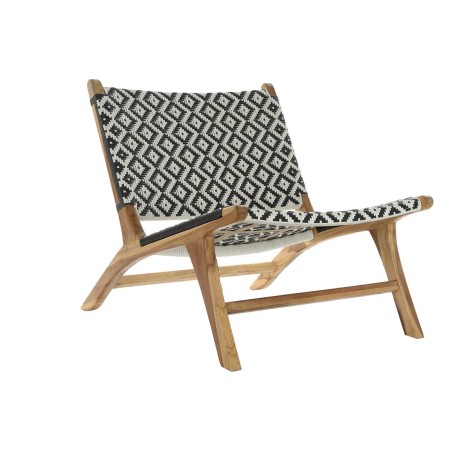 Sedia da giardino DKD Home Decor Bianco Nero Naturale PVC Teca 65 x 80 x 68 cm
