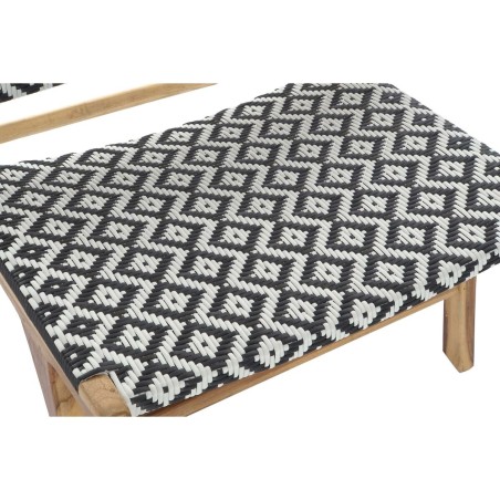 Sedia da giardino DKD Home Decor Bianco Nero Naturale PVC Teca 65 x 80 x 68 cm