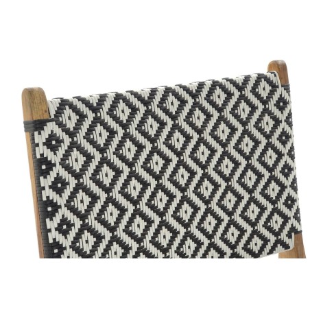 Sedia da giardino DKD Home Decor Bianco Nero Naturale PVC Teca 65 x 80 x 68 cm