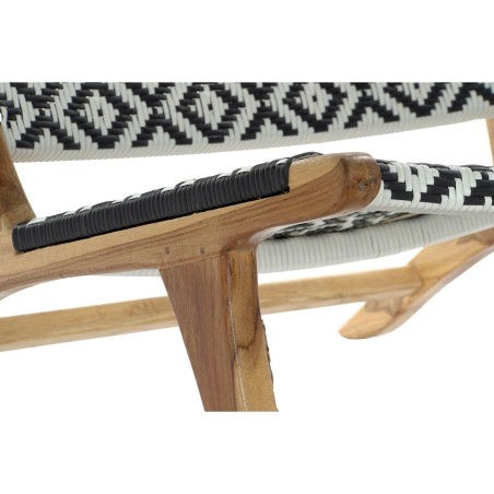 Sedia da giardino DKD Home Decor Bianco Nero Naturale PVC Teca 65 x 80 x 68 cm