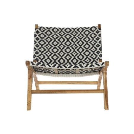 Sedia da giardino DKD Home Decor Bianco Nero Naturale PVC Teca 65 x 80 x 68 cm