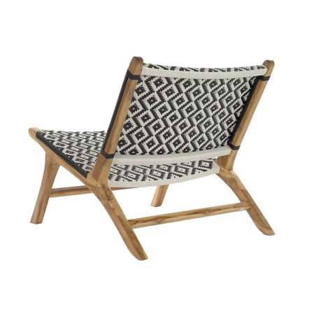 Sedia da giardino DKD Home Decor Bianco Nero Naturale PVC Teca 65 x 80 x 68 cm
