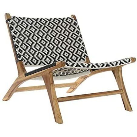 Sedia da giardino DKD Home Decor Bianco Nero Naturale PVC Teca 65 x 80 x 68 cm
