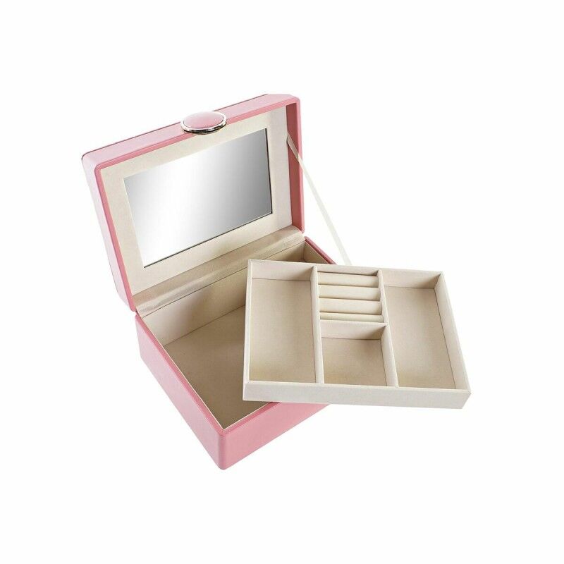 Scatola-Portagioie DKD Home Decor Rosa Legno MDF 17 x 13 x 8,5 cm Scatola-Portagioie DKD Home Decor Rosa Legno MDF 17 x 13 x 8,5 cm